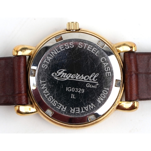  Ingersoll Gems, ladies gold plated and stainless steel gem set quartz wristwatch with box and certif... 