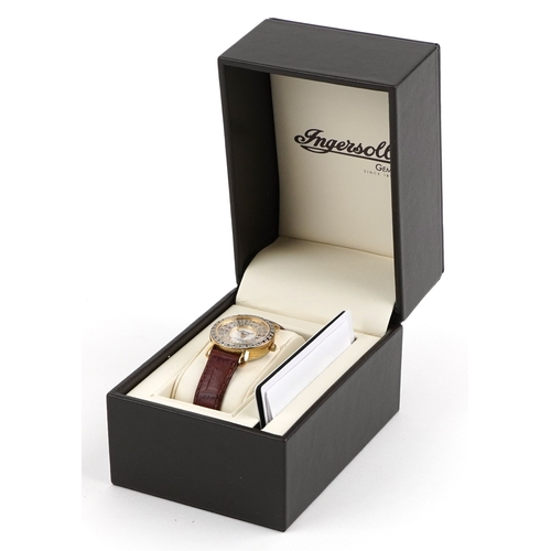  Ingersoll Gems, ladies gold plated and stainless steel gem set quartz wristwatch with box and certif... 