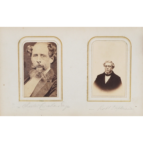  19th century leather bound album containing a selection of cabinet cards, some hand coloured, includ... 