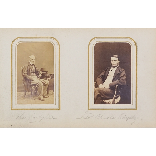  19th century leather bound album containing a selection of cabinet cards, some hand coloured, includ... 