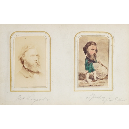 19th century leather bound album containing a selection of cabinet cards, some hand coloured, includ... 