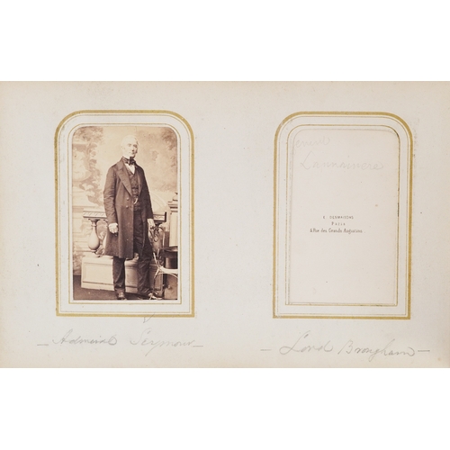  19th century leather bound album containing a selection of cabinet cards, some hand coloured, includ... 