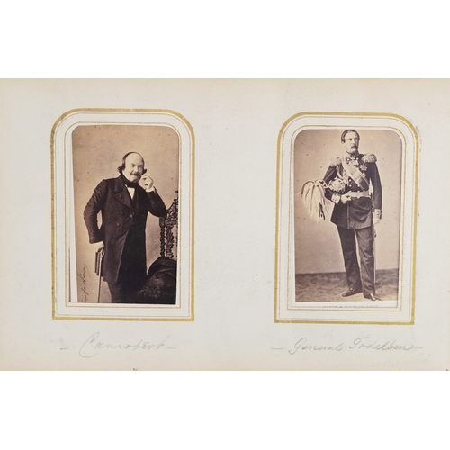  19th century leather bound album containing a selection of cabinet cards, some hand coloured, includ... 