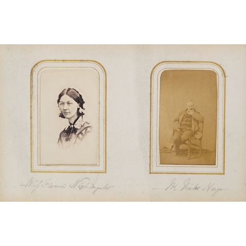  19th century leather bound album containing a selection of cabinet cards, some hand coloured, includ... 