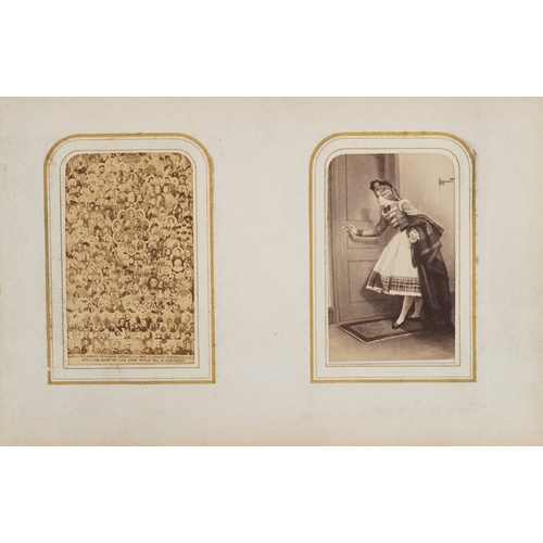  19th century leather bound album containing a selection of cabinet cards, some hand coloured, includ... 