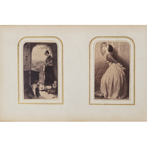  19th century leather bound album containing a selection of cabinet cards, some hand coloured, includ... 