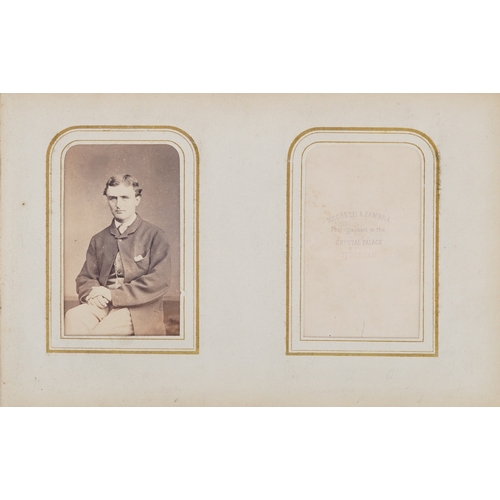  19th century leather bound album containing a selection of cabinet cards, some hand coloured, includ... 