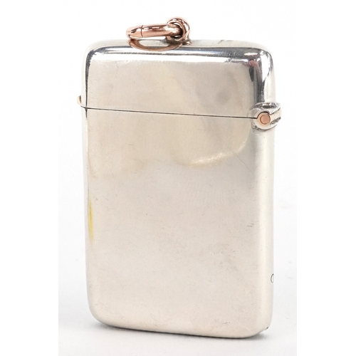  William Devenport, Victorian silver vesta case with a 9ct gold chatelaine bale, engraved Laurent Per... 