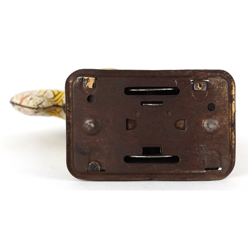  Wells Brimtoy tinplate clockwork drummer on horse, 14cm high.