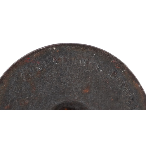 44 - Two 19th century E G Zimmerman cast iron figural match holders, the largest 9cm high.