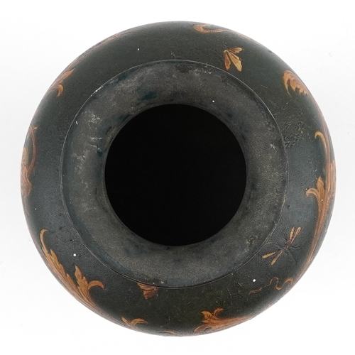  Martin Brothers stoneware vase decorated with scrolling foliage, Lizards and insects, incised Martin... 