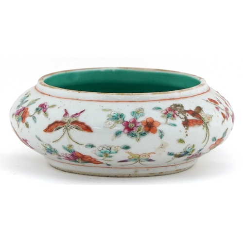  Chinese porcelain brush washer hand painted in the famille rose palette with insects amongst foliage... 
