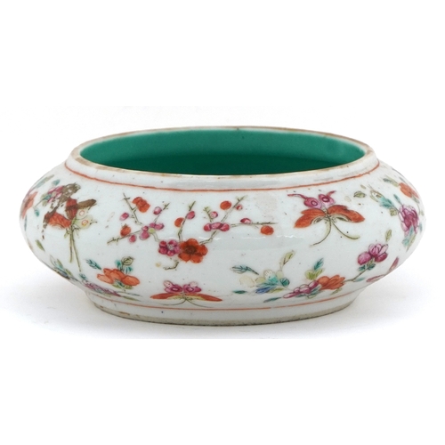 Chinese porcelain brush washer hand painted in the famille rose palette with insects amongst foliage... 
