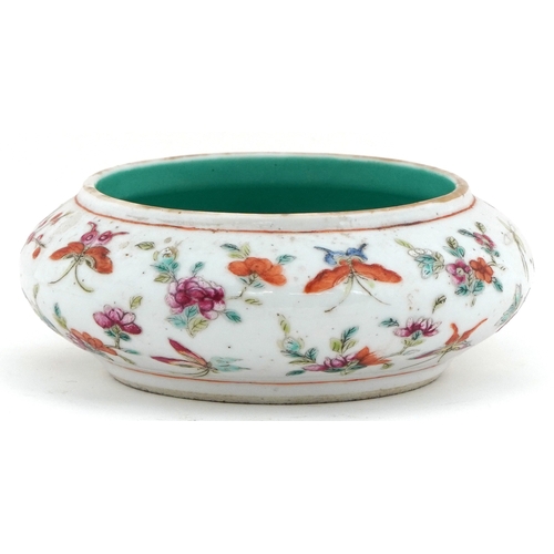  Chinese porcelain brush washer hand painted in the famille rose palette with insects amongst foliage... 