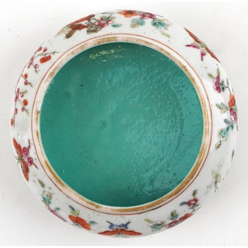  Chinese porcelain brush washer hand painted in the famille rose palette with insects amongst foliage... 