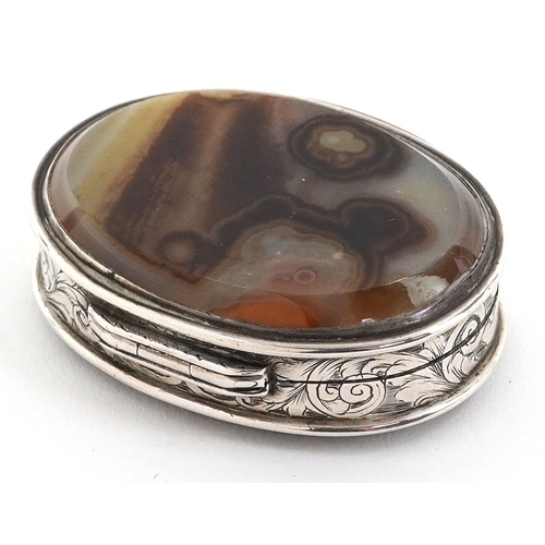  Nathaniel Mills, Victorian silver and agate vinaigrette, the gilt interior engraved and pierced with... 