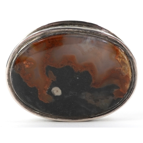  Nathaniel Mills, Victorian silver and agate vinaigrette, the gilt interior engraved and pierced with... 