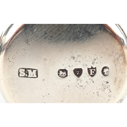  Sampson Mordan & Co, Victorian silver scent bottle with glass stopper, engraved with birds amongst f... 