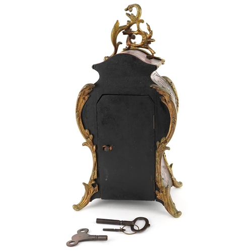  19th century French tortoiseshell boulle work mantle clock with gilt metal mounts, the circular enam... 