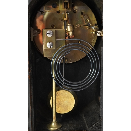  19th century French tortoiseshell boulle work mantle clock with gilt metal mounts, the circular enam... 