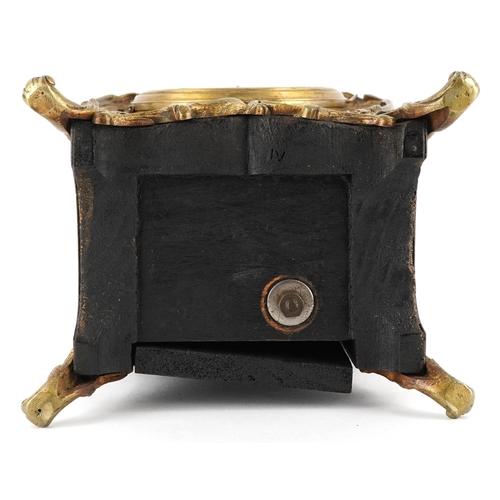  19th century French tortoiseshell boulle work mantle clock with gilt metal mounts, the circular enam... 