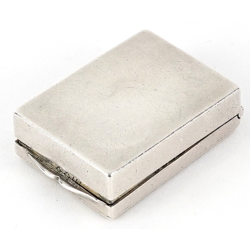 539 - Joseph Barham, Victorian silver and enamel stamp case with gilt interior, hand painted with an 1887 ... 