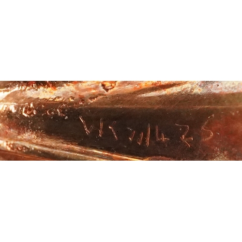  14ct two tone gold flower head brooch set with nine diamond solitaires, 5cm wide, 16.0g.