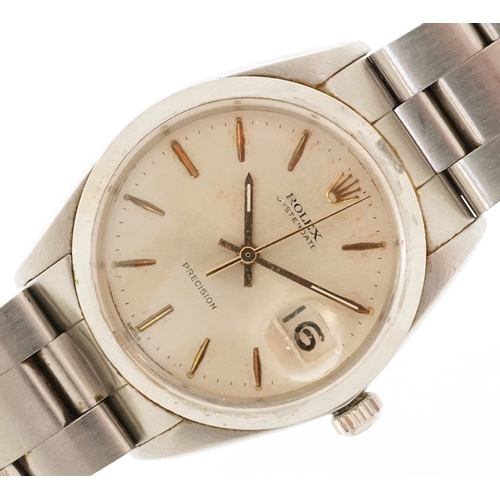  Rolex, a vintage gentlemen's Rolex Oyster Date manual wind wristwatch, the dial 29mm in diameter.