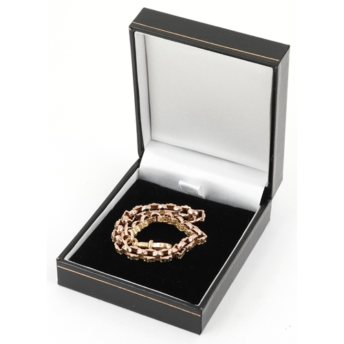  Victorian 9ct rose gold ornate bracelet, 19cm in length, 10.5g.