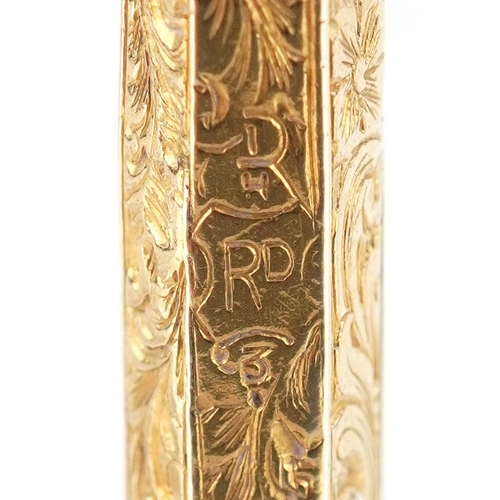  Sampson Mordan & Co., Victorian gold propelling pencil cross pendant with floral engraved decoration... 