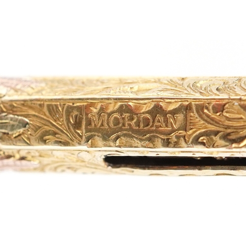  Sampson Mordan & Co., Victorian gold propelling pencil cross pendant with floral engraved decoration... 