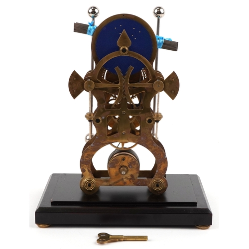 Brass grasshopper design skeleton clock with moon phase dial and ...