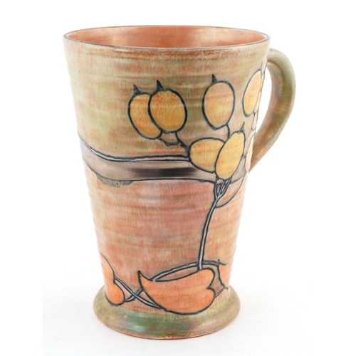 10 - Harold Bennett for Burleigh Ware Art Deco pottery jug hand painted with stylized fruit, 21cm high.