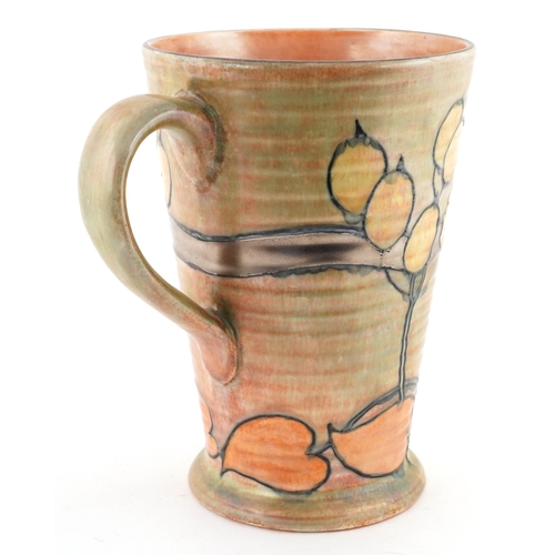 10 - Harold Bennett for Burleigh Ware Art Deco pottery jug hand painted with stylized fruit, 21cm high.