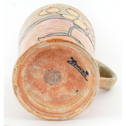 10 - Harold Bennett for Burleigh Ware Art Deco pottery jug hand painted with stylized fruit, 21cm high.