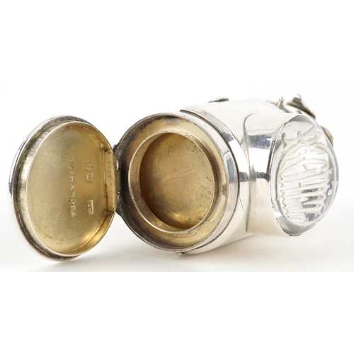  Sampson Mordan & Co., Victorian silver and rock crystal sewing etui/vinaigrette modelled as a police... 