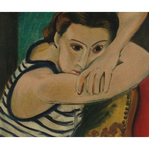 Henri Matisse - Madame L D Les Yeux Bleu, offset lithograph in colour with certificate, mounted, framed and glazed, 18.5cm x 15.5cm, overall 80cm x 71cm.