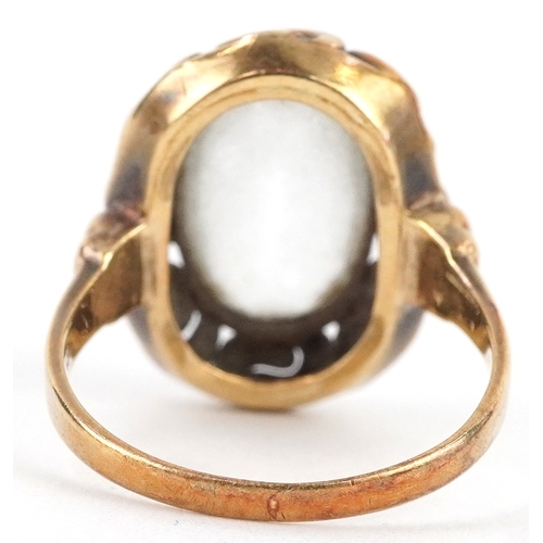 Vintage 14ct gold blue stone solitaire ring with pierced setting, size ...