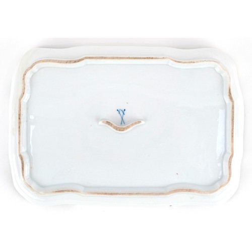  Meissen 19th century German porcelain tray hand painted onto a yellow ground with a cartouche of cou... 