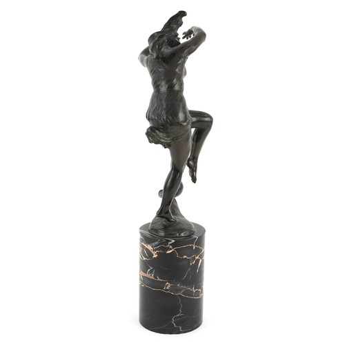  After Etienne Forestier, Art Deco patinated bronze study of Isadora Duncan with ball at her feet, ra... 