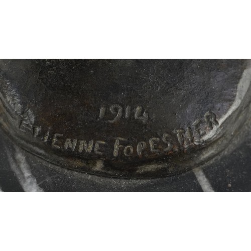  After Etienne Forestier, Art Deco patinated bronze study of Isadora Duncan with ball at her feet, ra... 