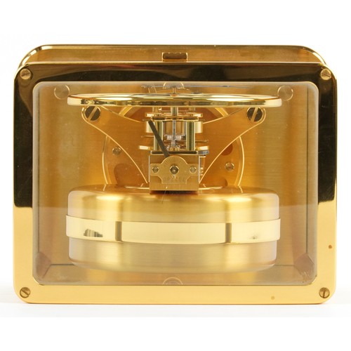 23 - Jaeger LeCoultre brass cased Atmos clock numbered 702280, 22.5cm high.