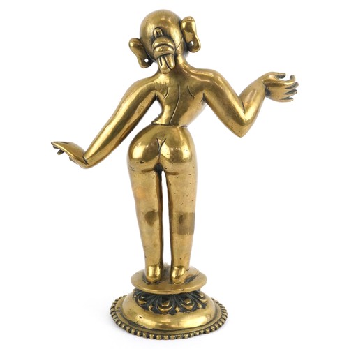 410 - Antique Indian heavy gilt bronze figure of Radha, approx 4.4kg, 30cm high.