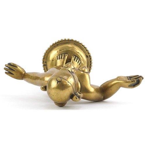 410 - Antique Indian heavy gilt bronze figure of Radha, approx 4.4kg, 30cm high.
