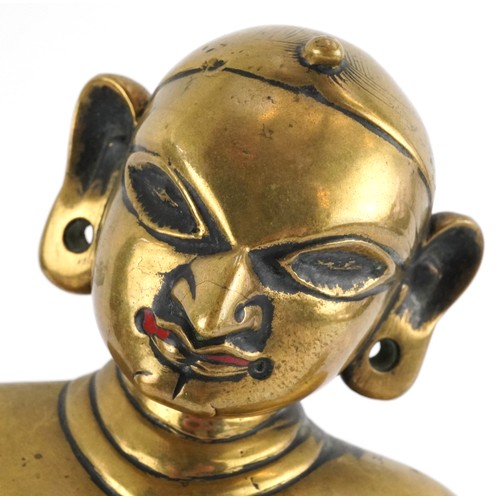 410 - Antique Indian heavy gilt bronze figure of Radha, approx 4.4kg, 30cm high.