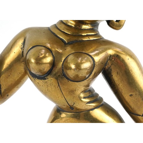 410 - Antique Indian heavy gilt bronze figure of Radha, approx 4.4kg, 30cm high.