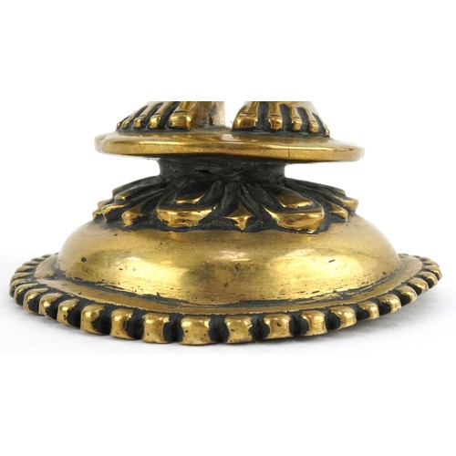 410 - Antique Indian heavy gilt bronze figure of Radha, approx 4.4kg, 30cm high.