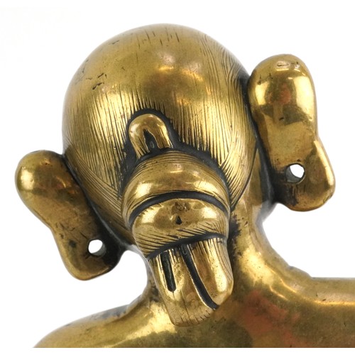 410 - Antique Indian heavy gilt bronze figure of Radha, approx 4.4kg, 30cm high.
