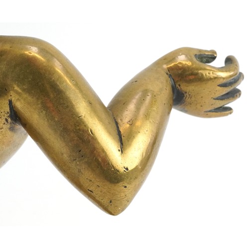 410 - Antique Indian heavy gilt bronze figure of Radha, approx 4.4kg, 30cm high.
