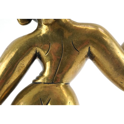 410 - Antique Indian heavy gilt bronze figure of Radha, approx 4.4kg, 30cm high.